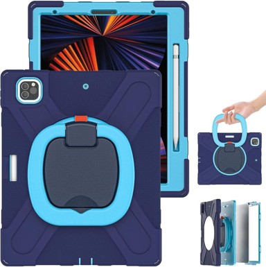 NIKCORP Zaštitna maska za iPad Pro 11" s rotirajućim stalkom i naramenicom trostruka zaštita, plava